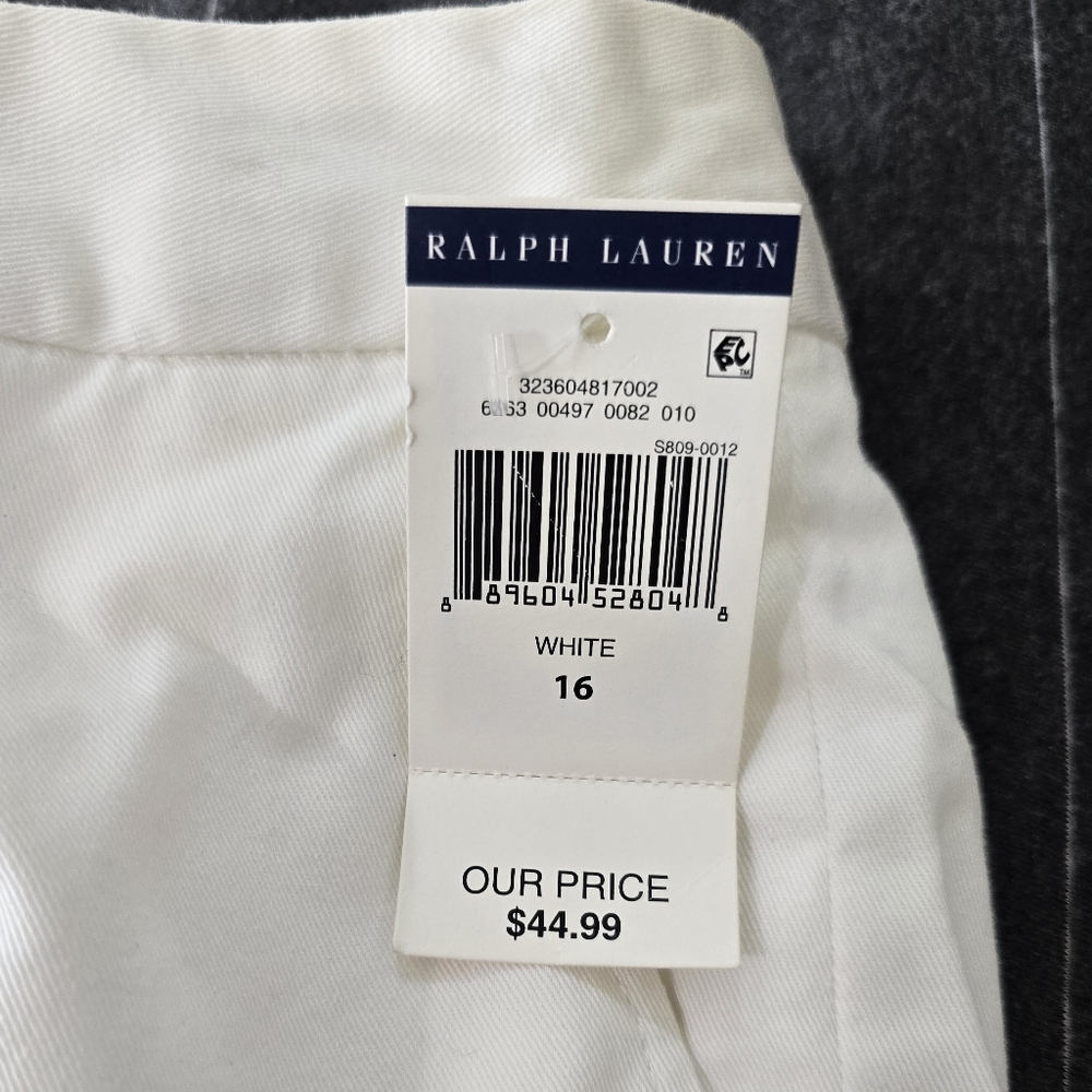 NWT Boy's Polo Ralph Lauren Shorts White with Navy Pony Print Size 16 (28×10) - Picture 5 of 5